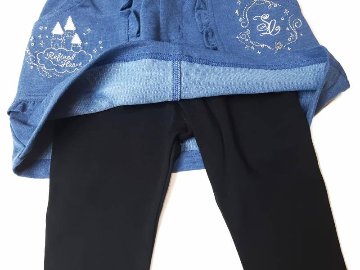 SLAP SLIP(スラップスリップ) 「フリルポケット付きデニムニットスカッツ」(80-120cm) 【メール便送料198円対応】の画像