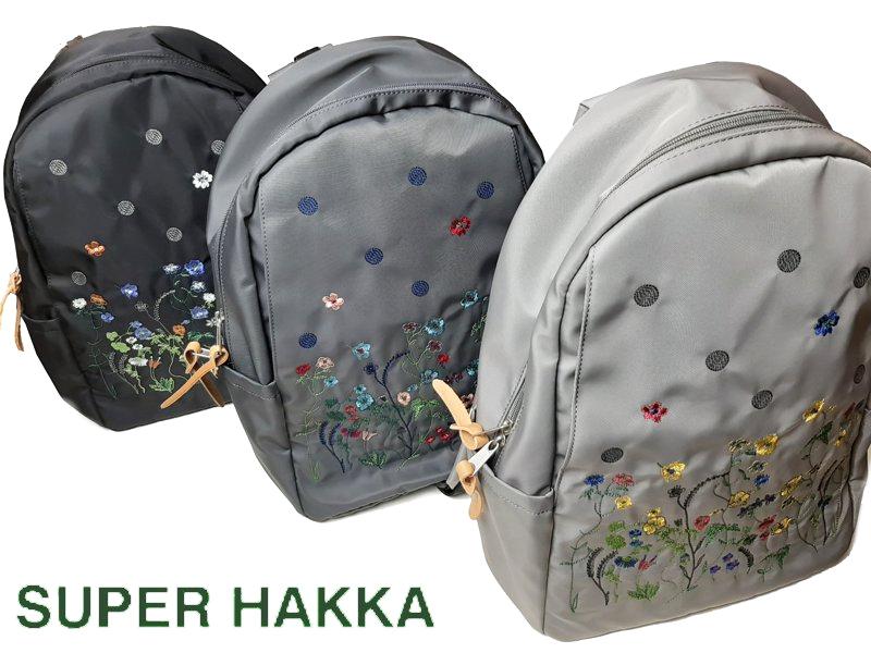 SUPER HAKKA glanta 「フラワー&ドット刺繍ラウンドリュック」F