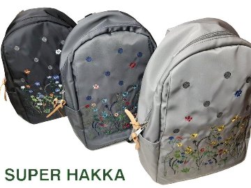 SUPER HAKKA glanta 「フラワー&ドット刺繍ラウンドリュック」Fの画像