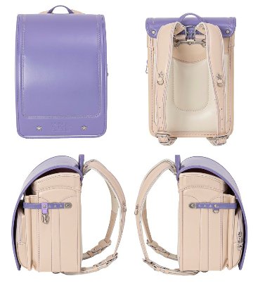 fafaランドセル2025年「クラリーノ キューブ型 VIOLET×BEIGE (20th COLOR)」 【当店だけのオリジナルダブル特典付】の画像