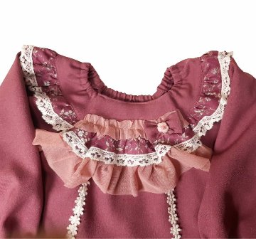 Souris (スーリー) 「フラワープリント切り替え長袖ワンピース」（100-120cm）送料無料の画像