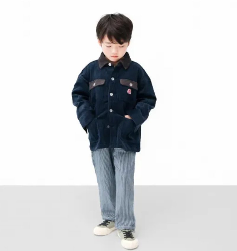 L.COPECK（エルコペック）「ストライプデニムペインターパンツ」(90-140cm) 【メール便送料198円対応可】の画像