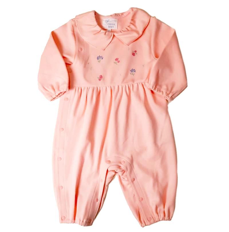 hakka baby 「ストレッチスムースフラワー刺繍長袖カバーオール」（70cm） 【送料無料】の画像