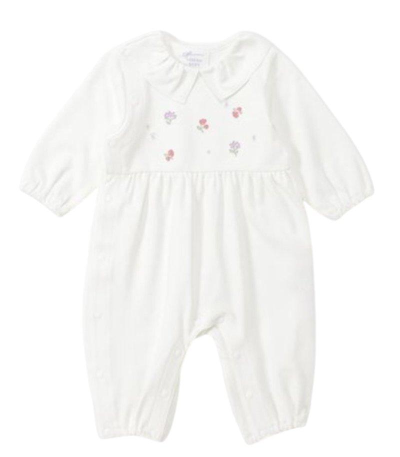 hakka baby 「ストレッチスムースフラワー刺繍長袖カバーオール」（70cm） 【送料無料】の画像