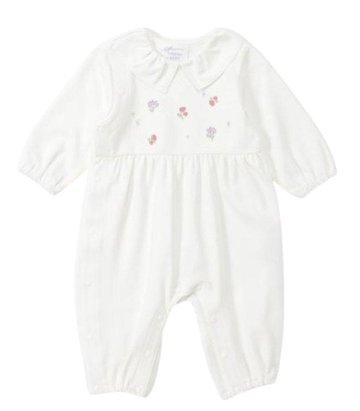 hakka baby 「ストレッチスムースフラワー刺繍長袖カバーオール」（70cm） 【送料無料】の画像