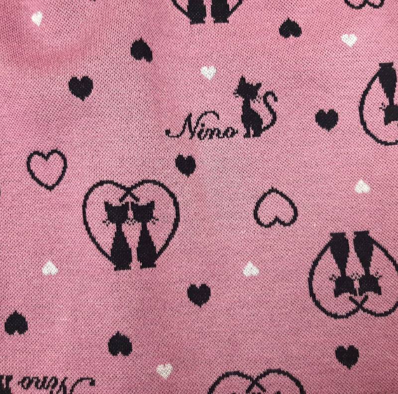 nino「ハートCATジャガード長袖ワンピース」(90-120cm) 【メール便送料無料】の画像