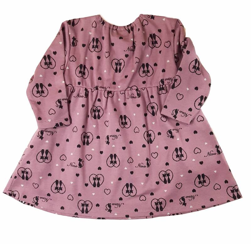 nino「ハートCATジャガード長袖ワンピース」(90-120cm) 【メール便送料無料】の画像
