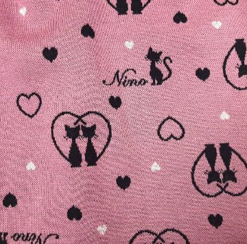 nino「ハートCATジャガード長袖ワンピース」(90-120cm) 【メール便送料無料】の画像