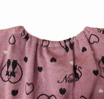 nino「ハートCATジャガード長袖ワンピース」(90-120cm) 【メール便送料無料】の画像