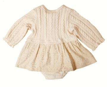 SLAP SLIP(スラップスリップ) 「花柄スカート付きケーブル長袖ロンパース」(70-80cm) 【メール便送料198円対応】の画像