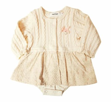 SLAP SLIP(スラップスリップ) 「花柄スカート付きケーブル長袖ロンパース」(70-80cm) 【メール便送料198円対応】の画像