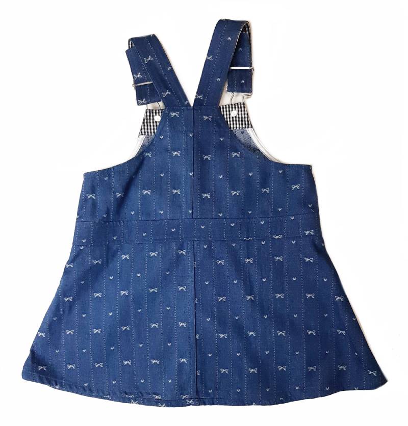 SLAP SLIP(スラップスリップ) 「リボンストライプ柄デニムジャンパースカート」(80-130cm) メール便対応の画像