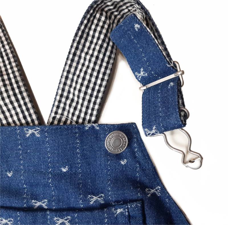 SLAP SLIP(スラップスリップ) 「リボンストライプ柄デニムジャンパースカート」(80-130cm) メール便対応の画像