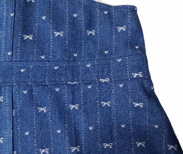 SLAP SLIP(スラップスリップ) 「リボンストライプ柄デニムジャンパースカート」(80-130cm) メール便対応の画像