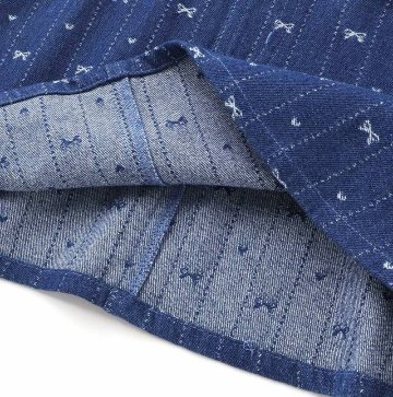 SLAP SLIP(スラップスリップ) 「リボンストライプ柄デニムジャンパースカート」(80-130cm) メール便対応の画像