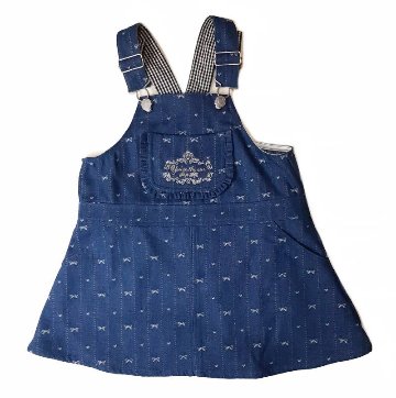 SLAP SLIP(スラップスリップ) 「リボンストライプ柄デニムジャンパースカート」(80-130cm) メール便対応の画像