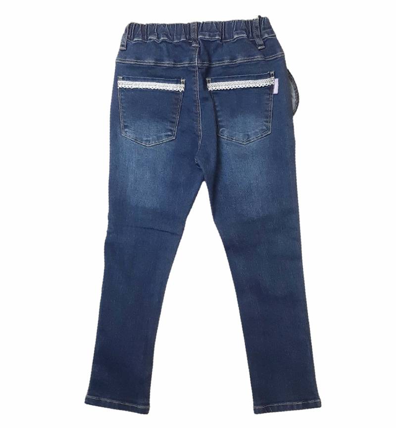 L.COPECK（エルコペック）「ハイストレッチ レース＆フリルデニムスキニーパンツ」(100-160cm)の画像