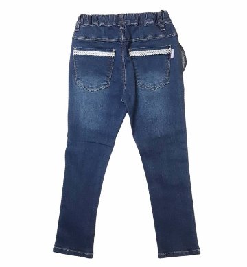 L.COPECK（エルコペック）「ハイストレッチ レース＆フリルデニムスキニーパンツ」(100-160cm)の画像