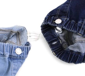 L.COPECK（エルコペック）「ハイストレッチ レース＆フリルデニムスキニーパンツ」(100-160cm)の画像