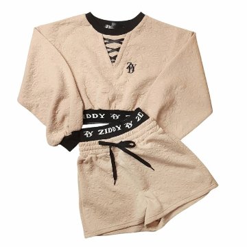 ZIDDY「ランダムドットジャガードトレーナー＆ショートパンツ セット」 (130-160cm) の画像