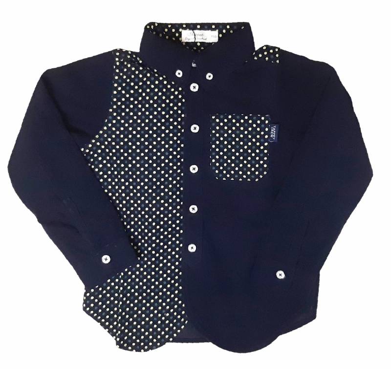 Tappet (タペット) 「ドット柄×無地切替コーデュロイシャツ」(100-130cm) 【メール便送料無料】の画像