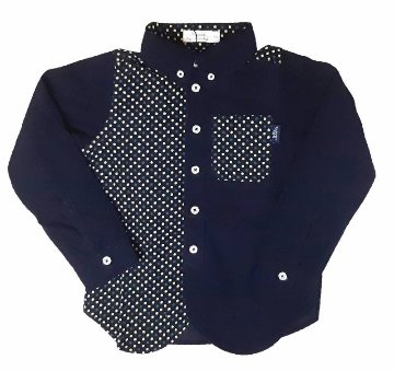 Tappet (タペット) 「ドット柄×無地切替コーデュロイシャツ」(100-130cm) 【メール便送料無料】の画像