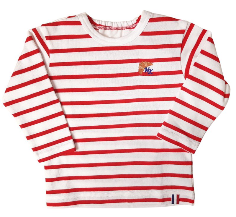 hakka baby「ワンポイントボーダー長袖Tシャツ」(80-90cm） 【メール便送料無料】の画像