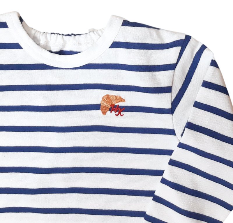 hakka baby「ワンポイントボーダー長袖Tシャツ」(80-90cm） 【メール便送料無料】の画像