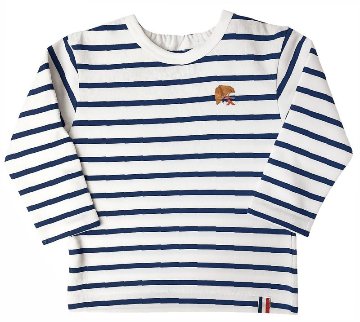 hakka baby「ワンポイントボーダー長袖Tシャツ」(80-90cm） 【メール便送料無料】の画像