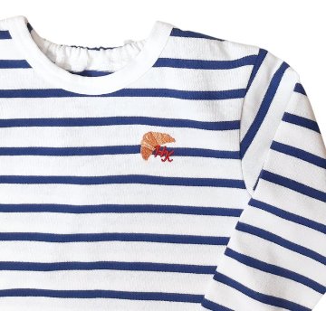 hakka baby「ワンポイントボーダー長袖Tシャツ」(80-90cm） 【メール便送料無料】の画像