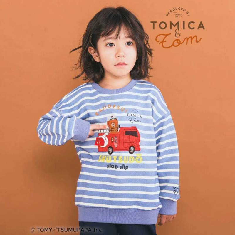 SLAP SLIP(スラップスリップ) 「TOMICA & TOM コラボボーダー柄トレーナー」(80-120cm) 【メール便送料198円対応】の画像