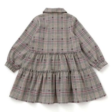 SLAP SLIP(スラップスリップ) 「ハートチェック柄ワンピース＋肩フリルベストセット」(100-130cm) の画像