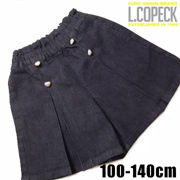L.COPECK（エルコペック）「ボックスプリーツ ハートボタンキュロット」(100-140cm) 【メール便送料198円対応可】の画像
