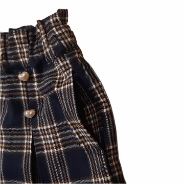 L.COPECK（エルコペック）「ボックスプリーツ チェック柄ハートボタンキュロット」(100-140cm) 【メール便送料198円対応可】の画像