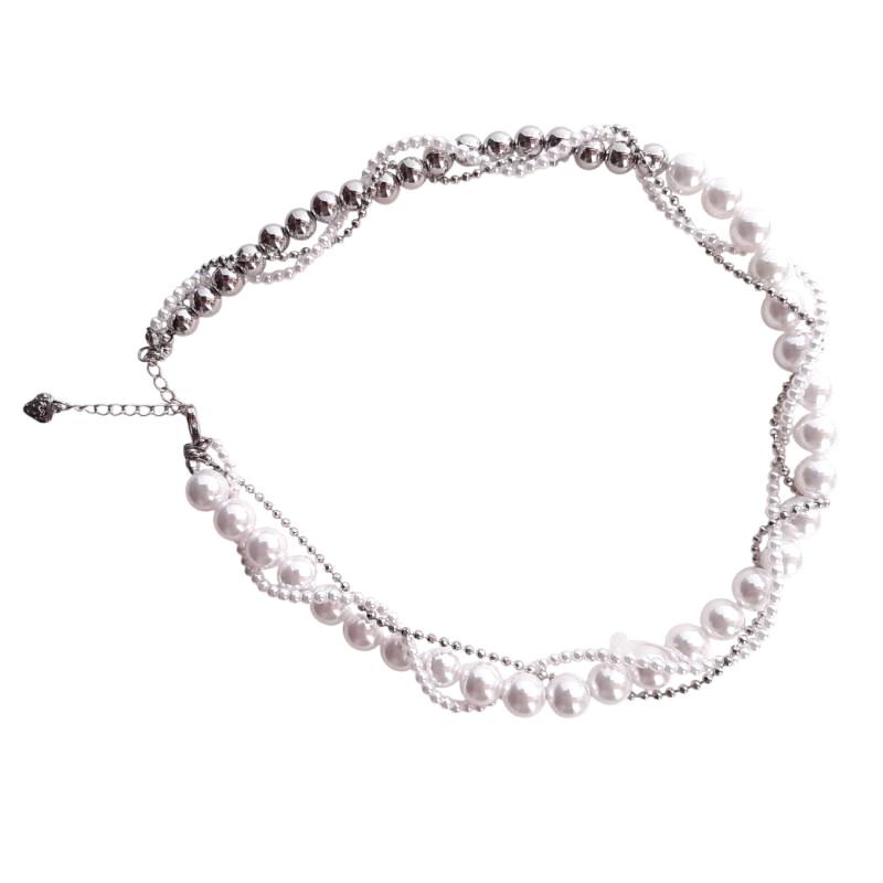 H.A.K 「パール&シルバー ツイストネックレス」 F 【送料無料】の画像