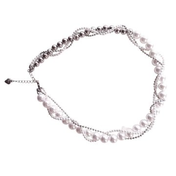 H.A.K 「パール&シルバー ツイストネックレス」 F 【送料無料】の画像