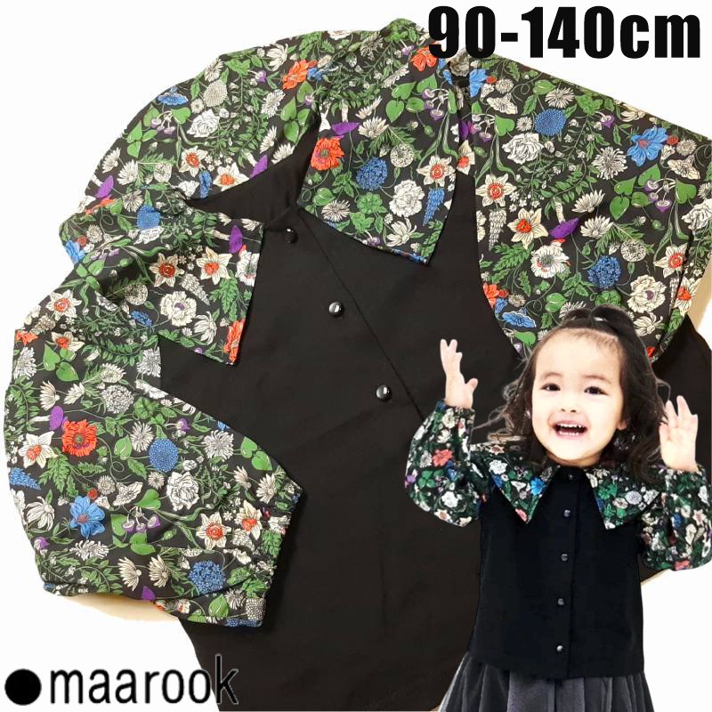 maarook「天竺オータムフラワーPt切り替えカットソーブラウス」(90-140cm)  【メール便送料無料】の画像