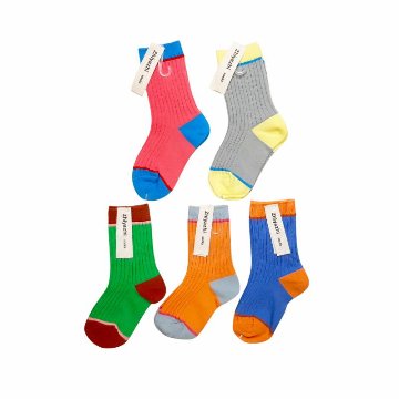 maarook「カラフルラインソックス5足セット」(14-19cm) メール便送料198円対応可の画像
