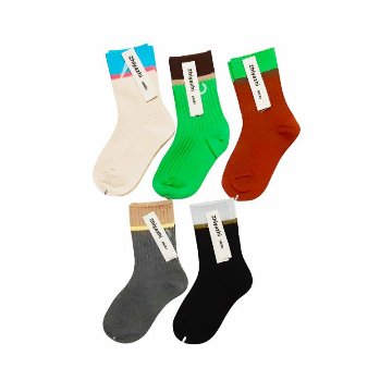 maarook「シックカラーラインソックス5足セット」(14-22cm) メール便送料198円対応可の画像