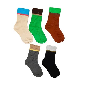 maarook「シックカラーラインソックス5足セット」(14-22cm) メール便送料198円対応可の画像