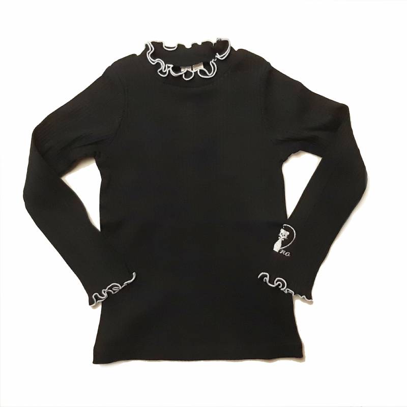 nino 「ランダムテレコ ハートネコ刺繍入りリブタートル」(90-150cm) 【メール便送料198円対応可】の画像