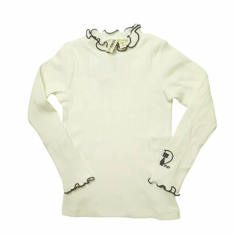 nino 「ランダムテレコ ハートネコ刺繍入りリブタートル」(90-150cm) 【メール便送料198円対応可】の画像