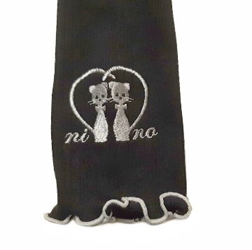 nino 「ランダムテレコ ハートネコ刺繍入りリブタートル」(90-150cm) 【メール便送料198円対応可】の画像