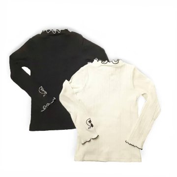 nino 「ランダムテレコ ハートネコ刺繍入りリブタートル」(90-150cm) 【メール便送料198円対応可】の画像