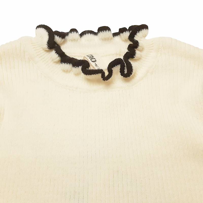 nino 「配色ラインフリル コットンリブニット」 (80-150cm)【メール便送料無料】の画像