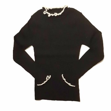 nino 「配色ラインフリル コットンリブニット」 (80-150cm)【メール便送料無料】の画像