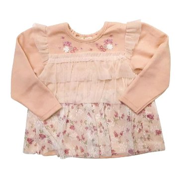 Souris (スーリー)「チュールフリル付き裏毛カットソープルオーバー」（80-120cm） 【メール便送料無料商品】の画像