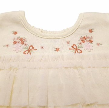 Souris (スーリー)「チュールフリル付き裏毛カットソープルオーバー」（80-120cm） 【メール便送料無料商品】の画像