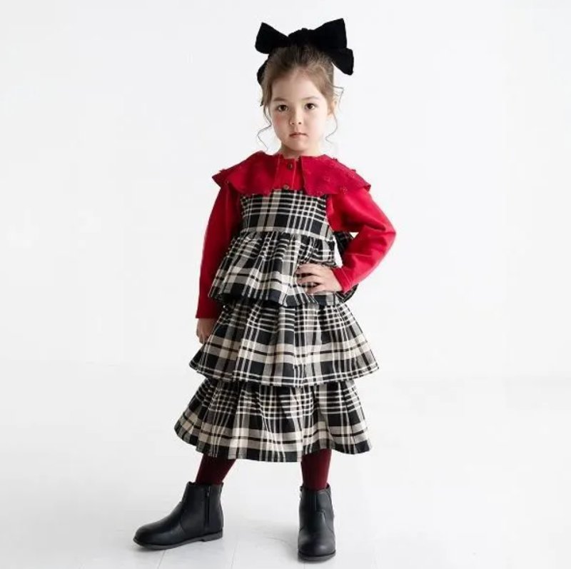 maarook 「タータンチェック ティアードジャンパースカート」 (90-160cm)  の画像