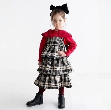 maarook 「タータンチェック ティアードジャンパースカート」 (90-160cm)  の画像